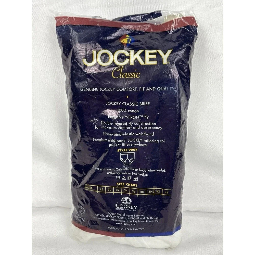 Vintage 2000 Jockey Classic Inverted Y-Front Fly Design 3 Pack Briefs Sz 44